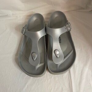 Birkenstock Gizeh 39 Sandals Silver Eva Flip Flop Women T-Strap Size 8 / 8.5
